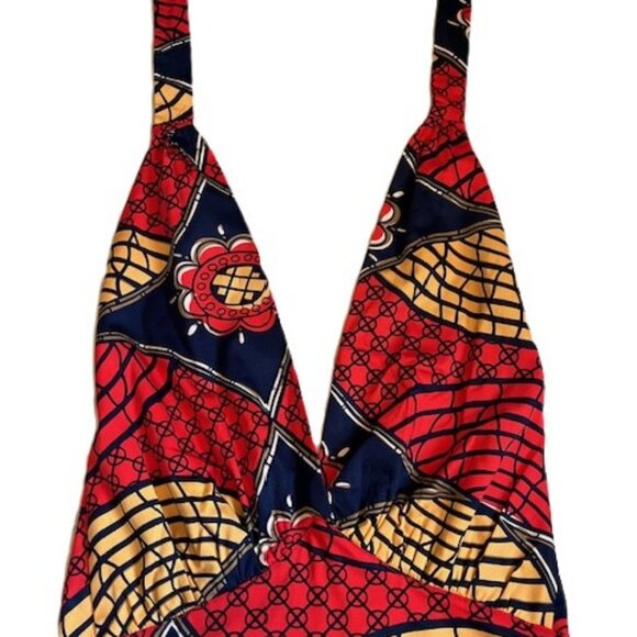 'Dottie' halter swing dress in Tribal print sz 8 - Picture 3 of 8
